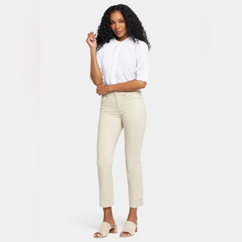 NYDJ Sheri slim ankle jeans with riveted side slits size 4 in feather